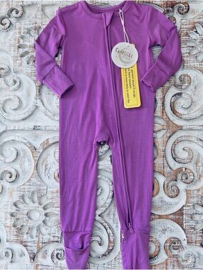 Snuggle Bums Purple Bamboo Convertible Zippy Baby One-Piece